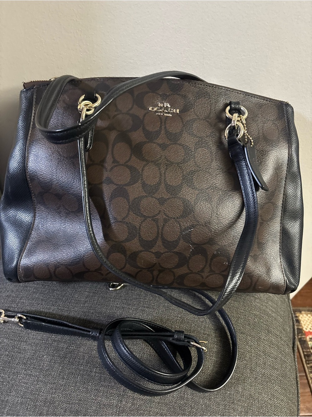 Coach Brown Signature Christie Crossbody with Gold Logo